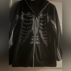 hoodie with embellished skeleton